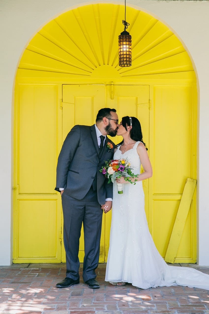 Bride and groom at the bonnet house