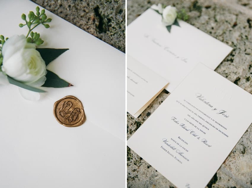 Wedding invitations Fisher Island Wedding #CarolinaGuzikPhotography #FisherIslandWedding