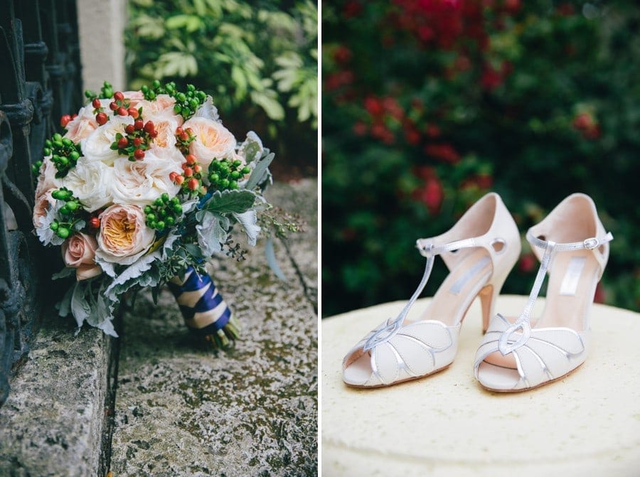 Bridal bouquete and wedding shoes Villa Woodbine Wedding #CarolinaGuzikPhotography 