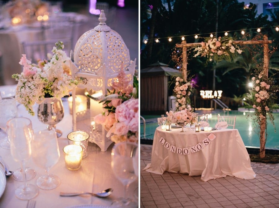 wedding decoration with roses and candles. National Hotel Wedding #CarolinaGuzikPhotography