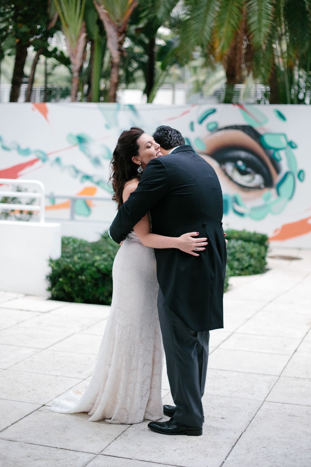 Bride and groom first look. Miami Beach Wedding at the National Hotel #CarolinaGuzikPhotography #firstlook