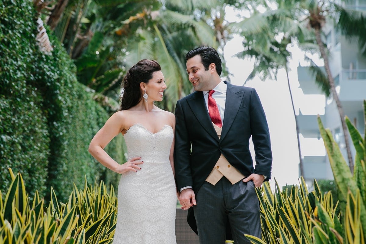 Bride and groom portraits. Miami Beach Wedding at the National Hotel #CarolinaGuzikPhotography #outdoorwedding
