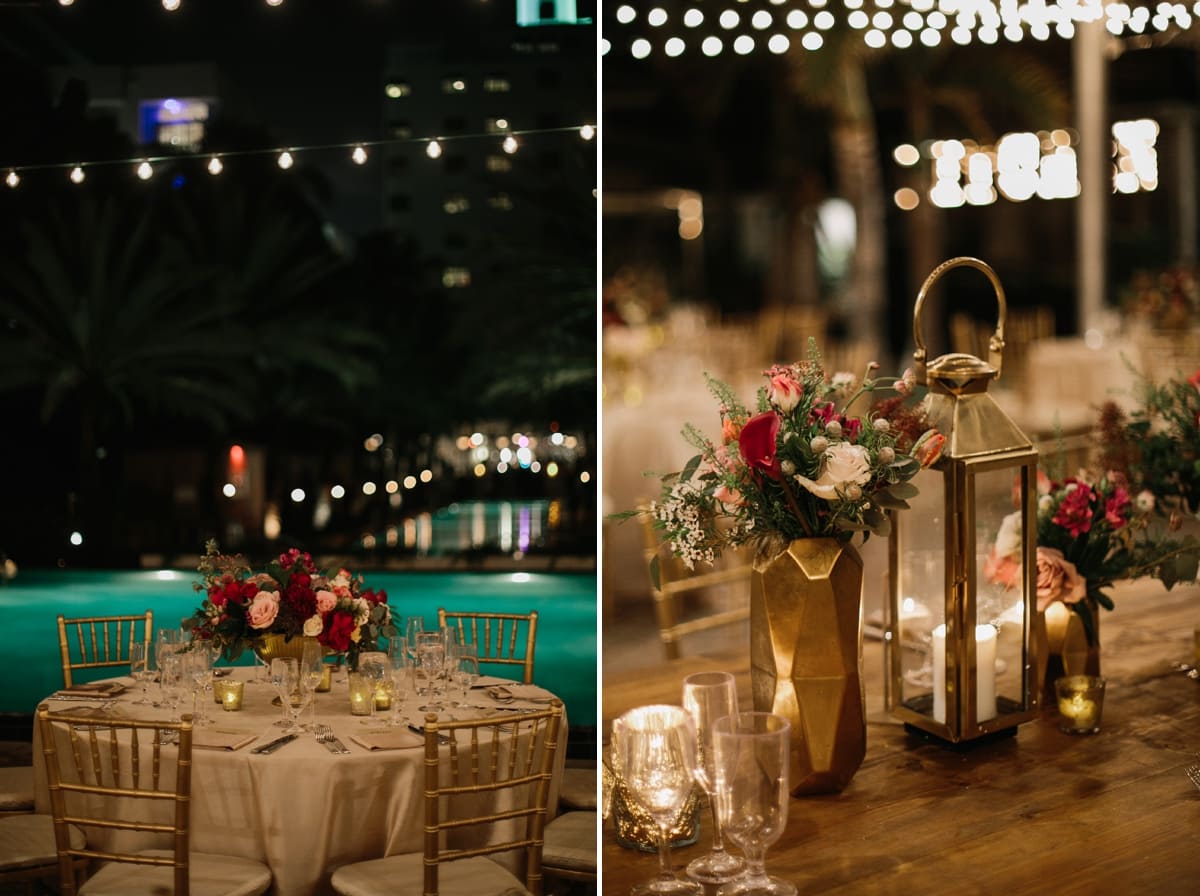 Wedding Reception Details. Miami Beach Wedding at the National Hotel #CarolinaGuzikPhotography #WeddingFlorals #WeddingReception