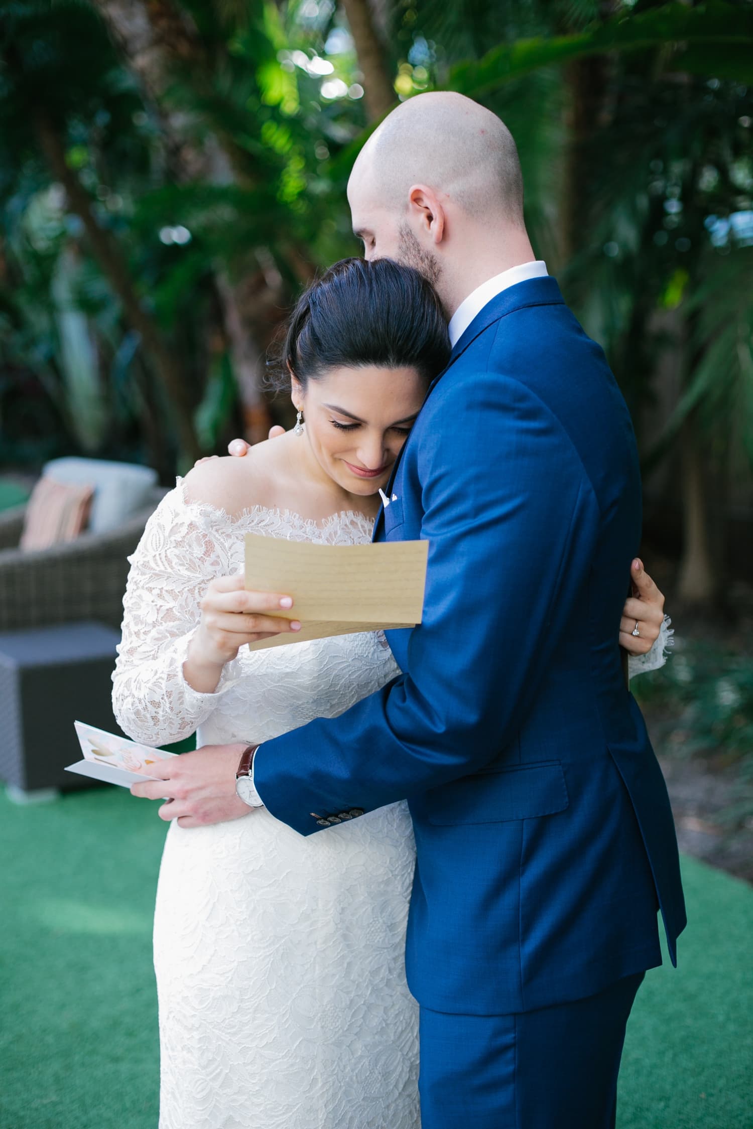 The sweetest Bride & Groom first look at the National Hotel Miami. South Beach Wedding