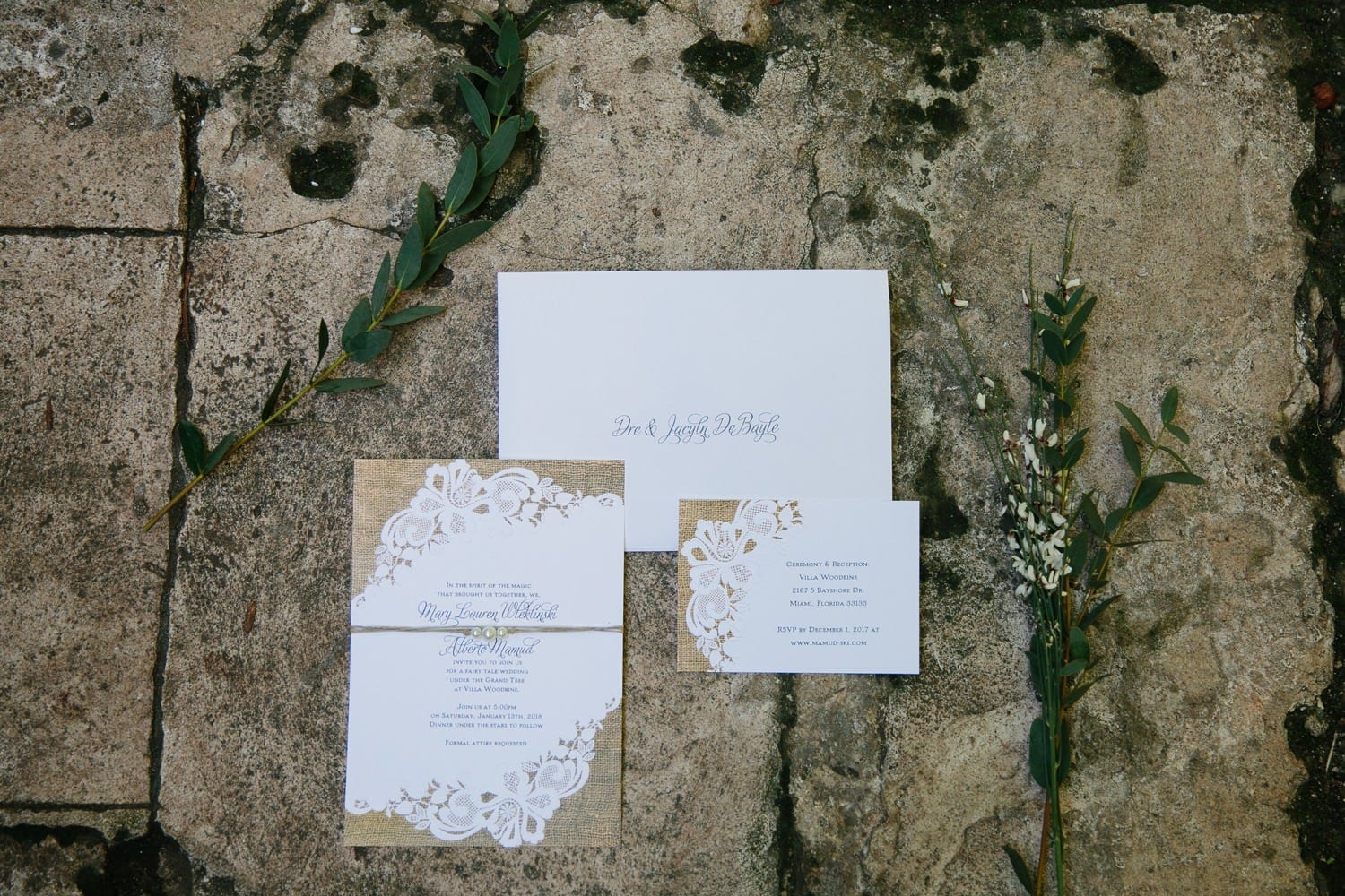 Wedding invitations. Romantic Villa Woodbine Wedding 