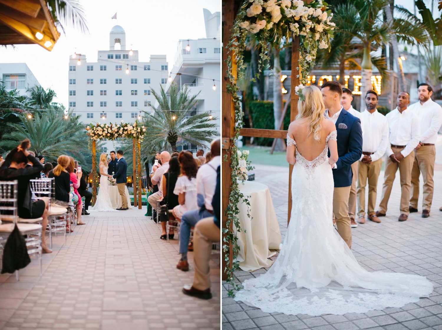 Wedding Ceremony At the National Hotel in South Beach. Winter Beach wedding