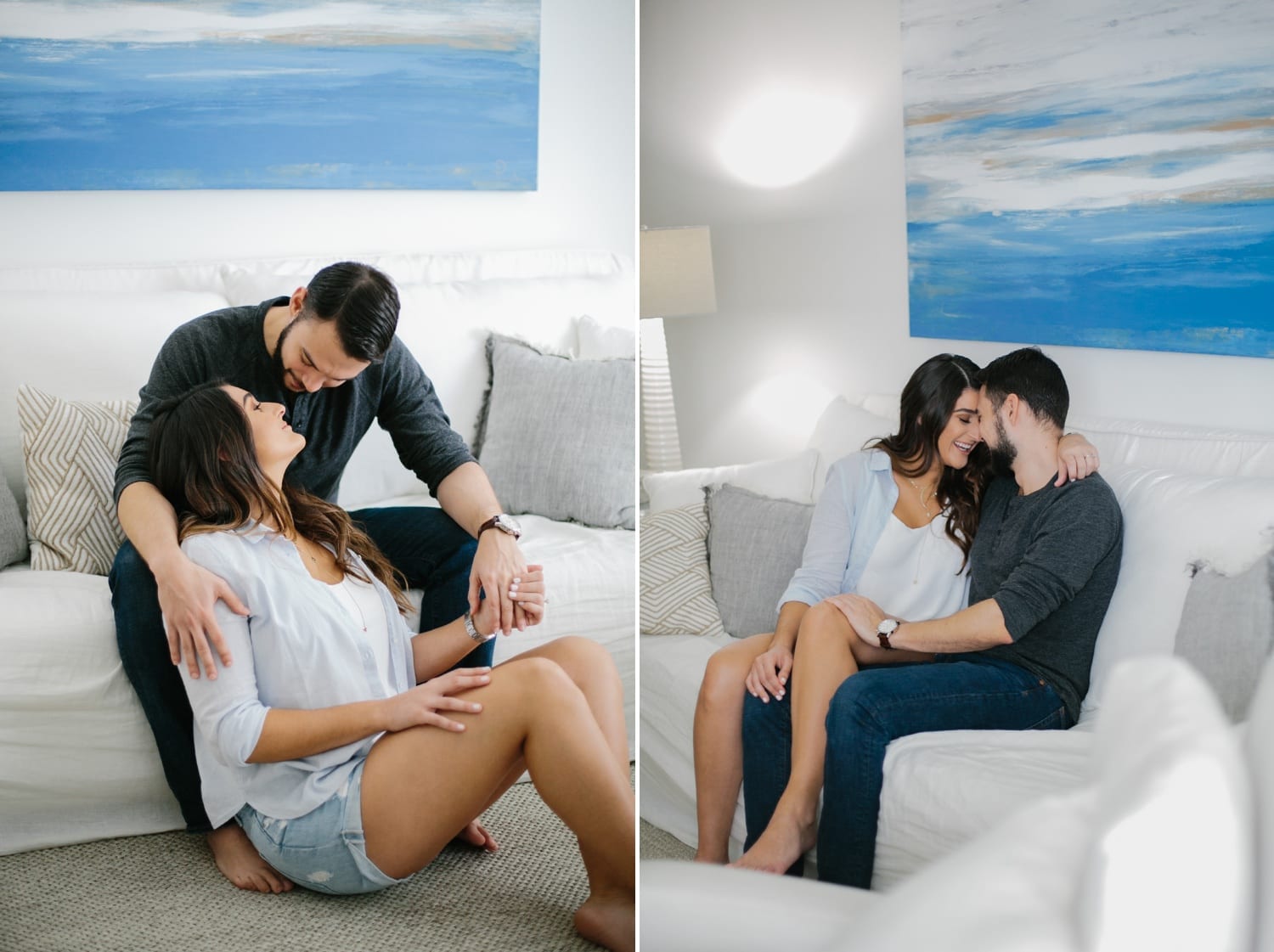 Couple being photographed at home