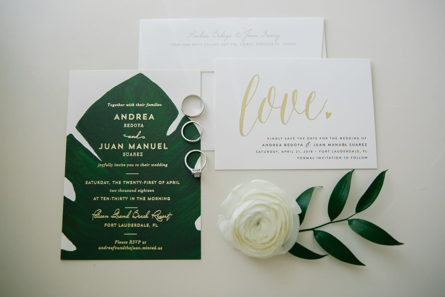 Wedding invitation. Beautiful Pelican Grand Beach Resort Wedding