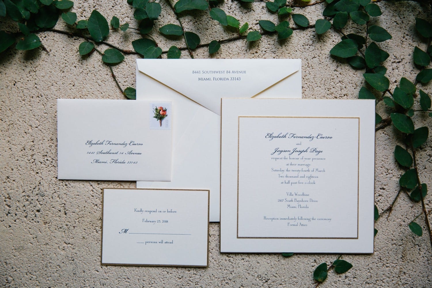 Classic wedding invitations. Villa Woodbine Wedding