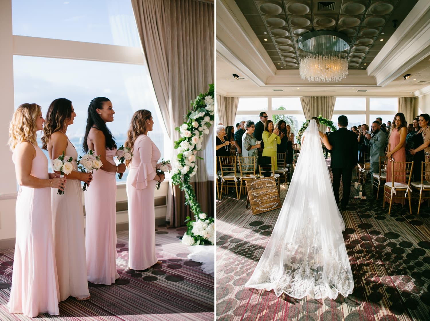 Wedding ceremony at the Rusty Pelican Miami. Miami Wedding Photographer 