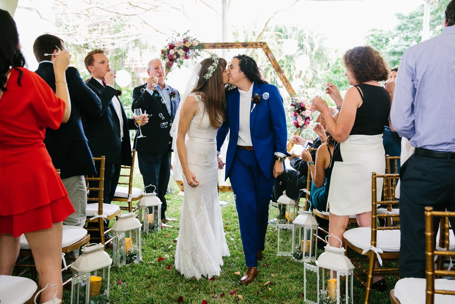 Same Sex Wedding Ceremony. Bohemian Garden wedding in Fort Lauderdale