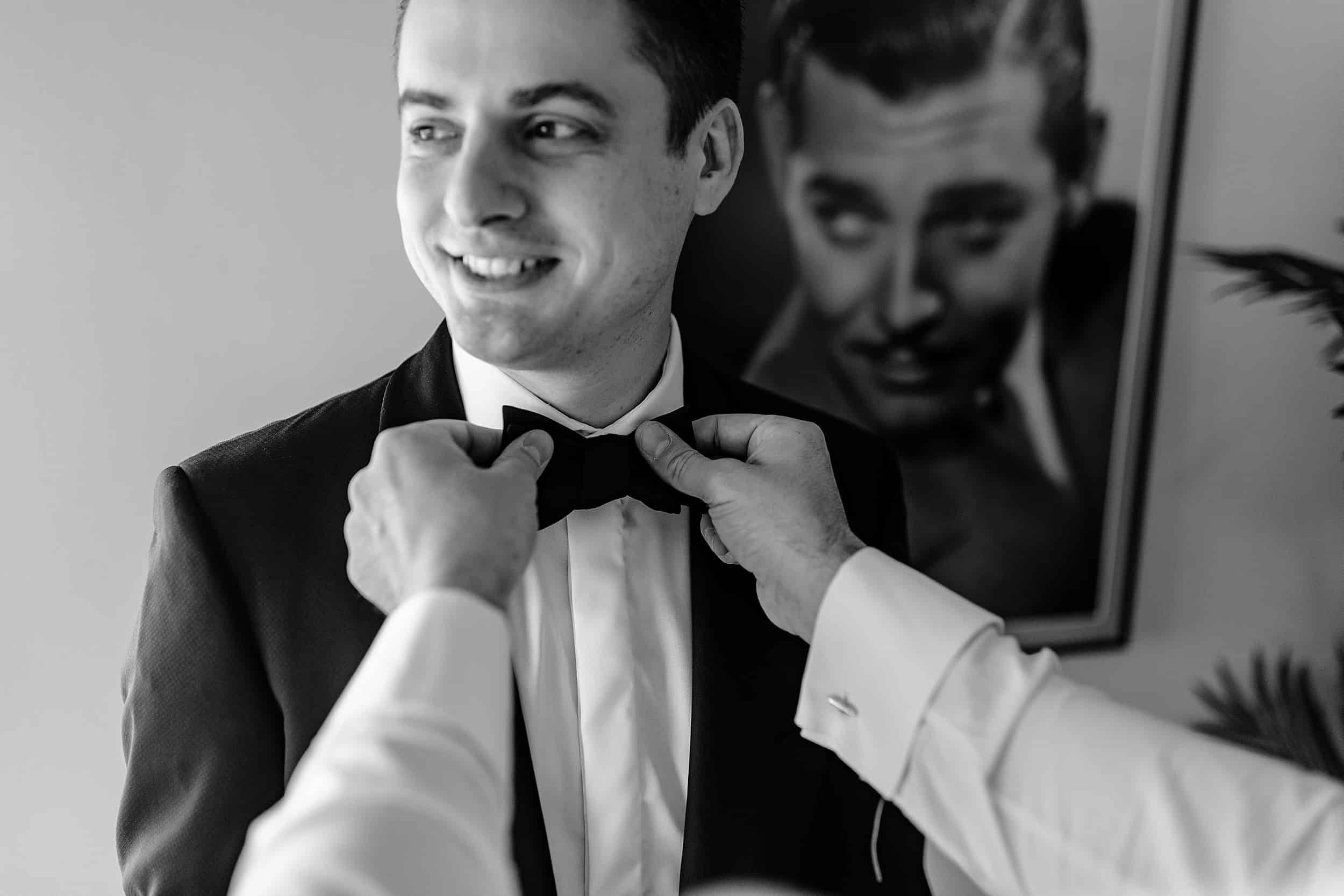 Groom getting ready at the national hotel