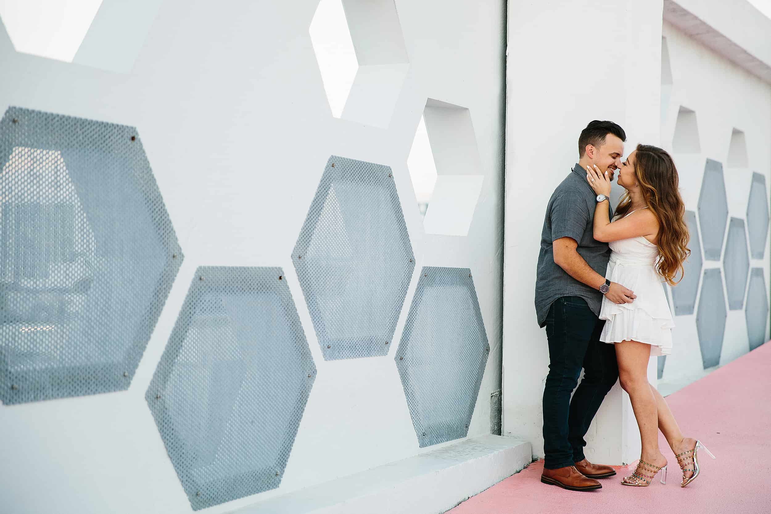 Engagement photos at the Miami Design District