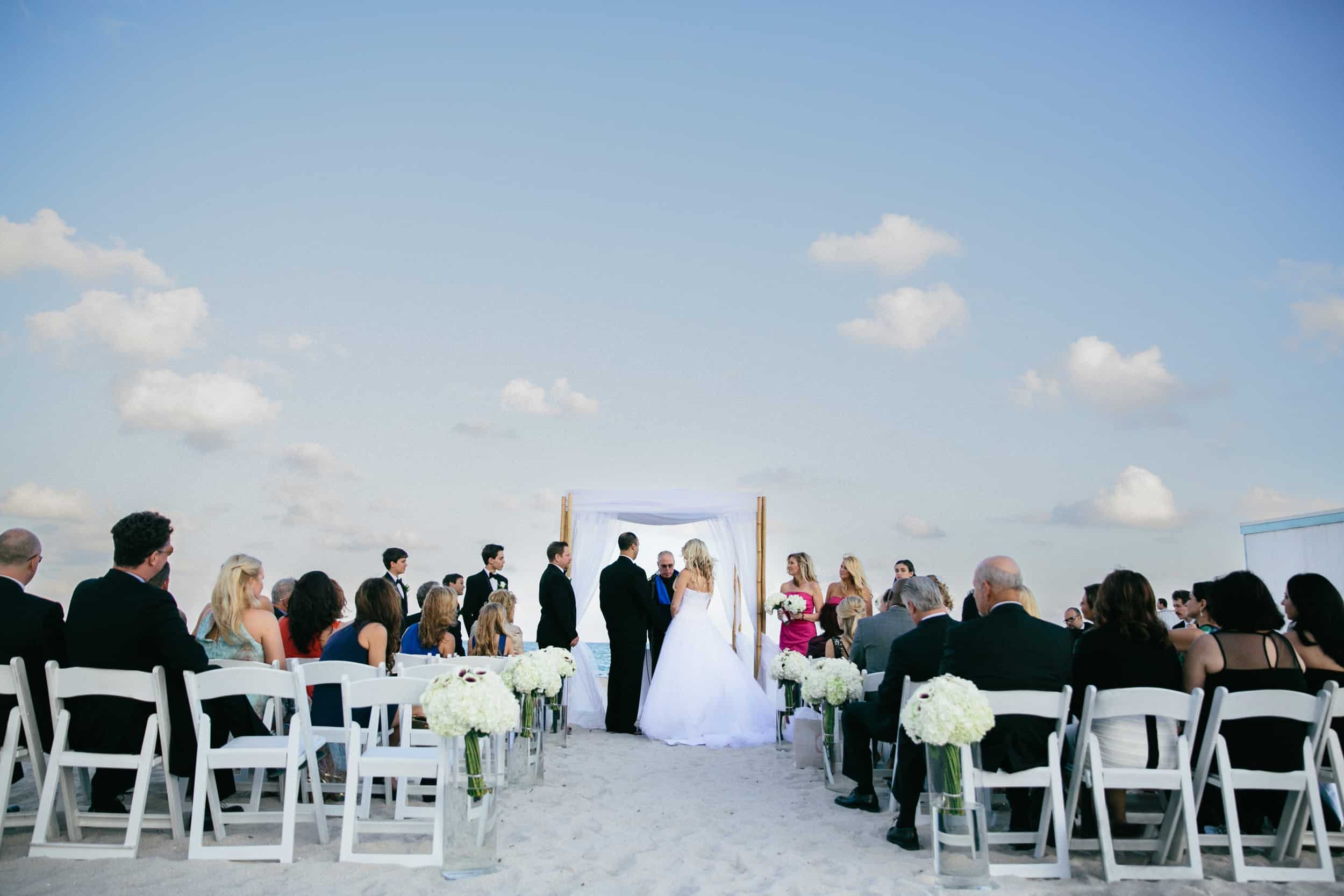 Wedding Ceremony at the Beach in front of the W South Beach Hotel