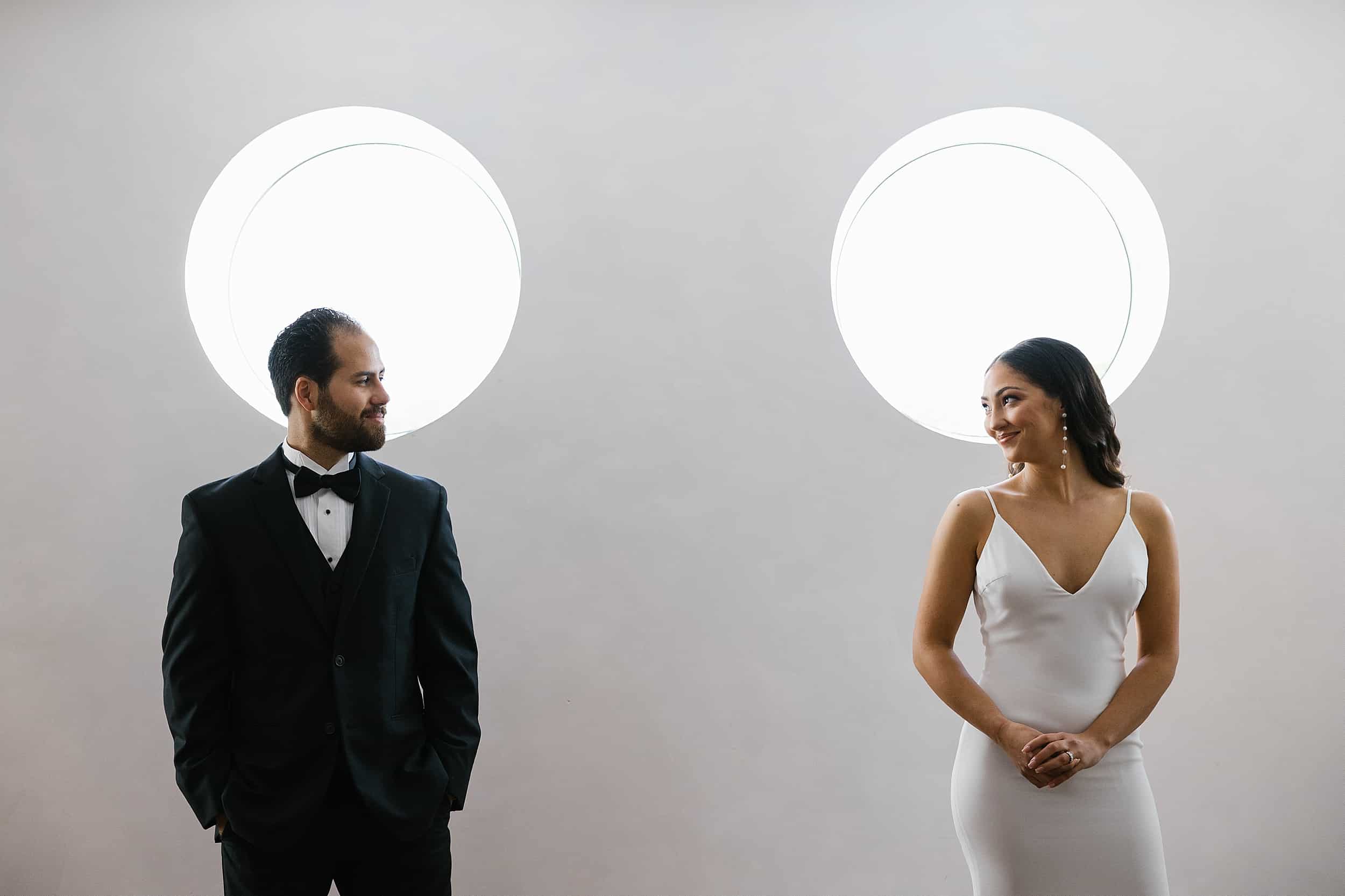 Portrait of Bride and Groom in South beach 