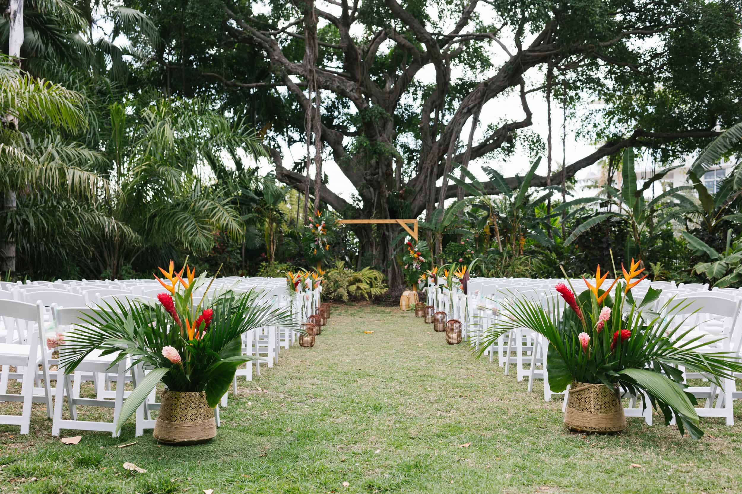 wedding ceremony decor for a garden wedding in Miami