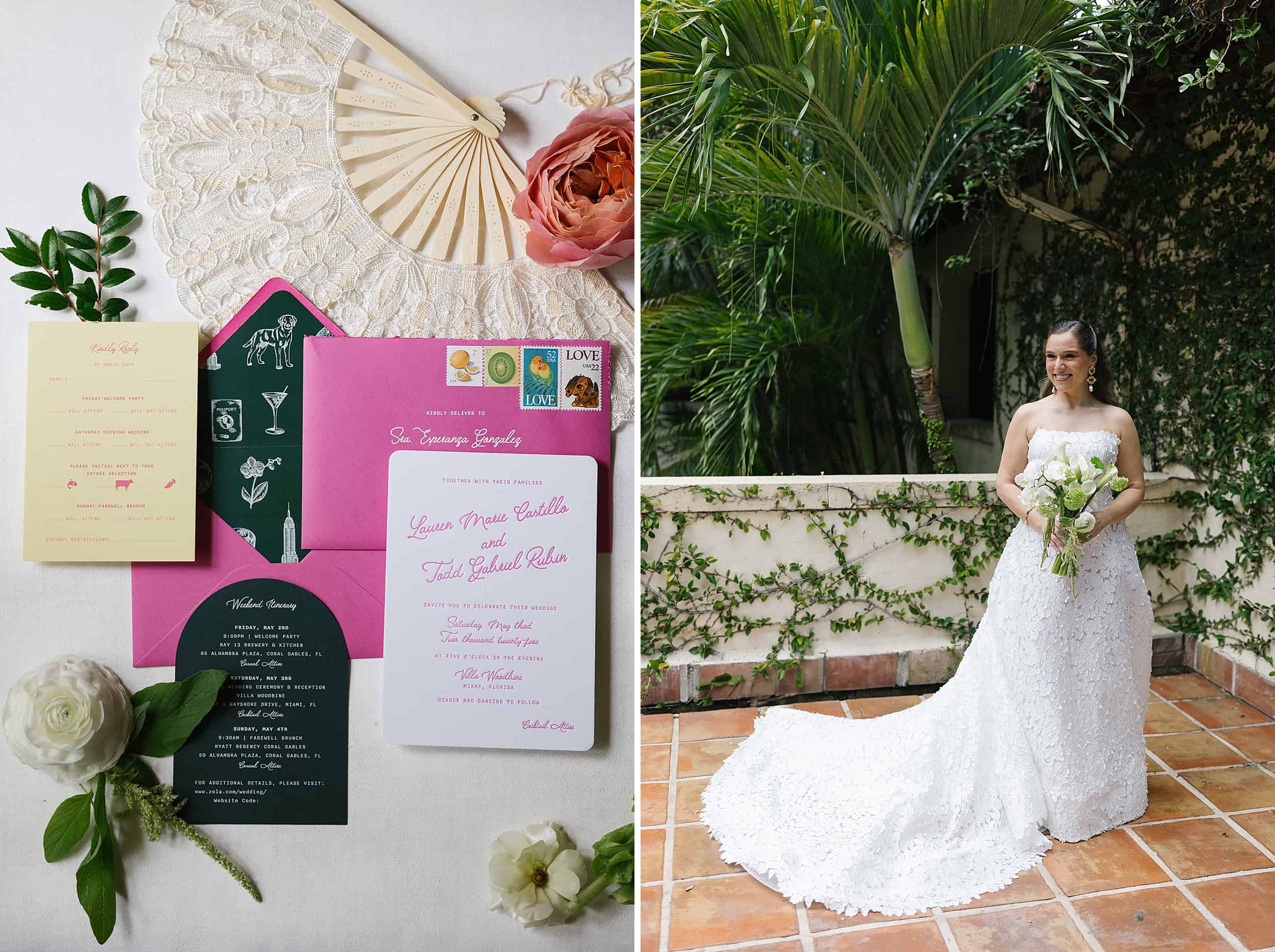 Tropical wedding details for a wedding at Villa Woodbine 